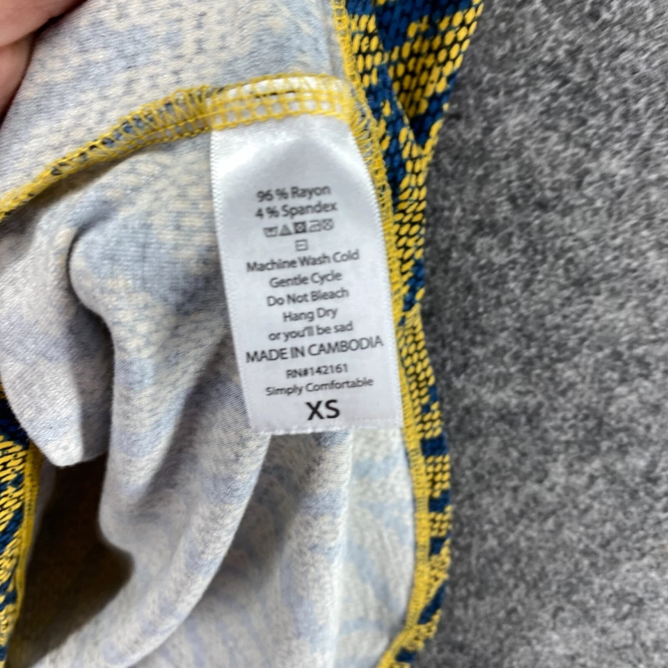 LulaRoe Top Women XS Yellow Striped Short Sleeve Round Neck Pullover Rayon - Image 4 of 4