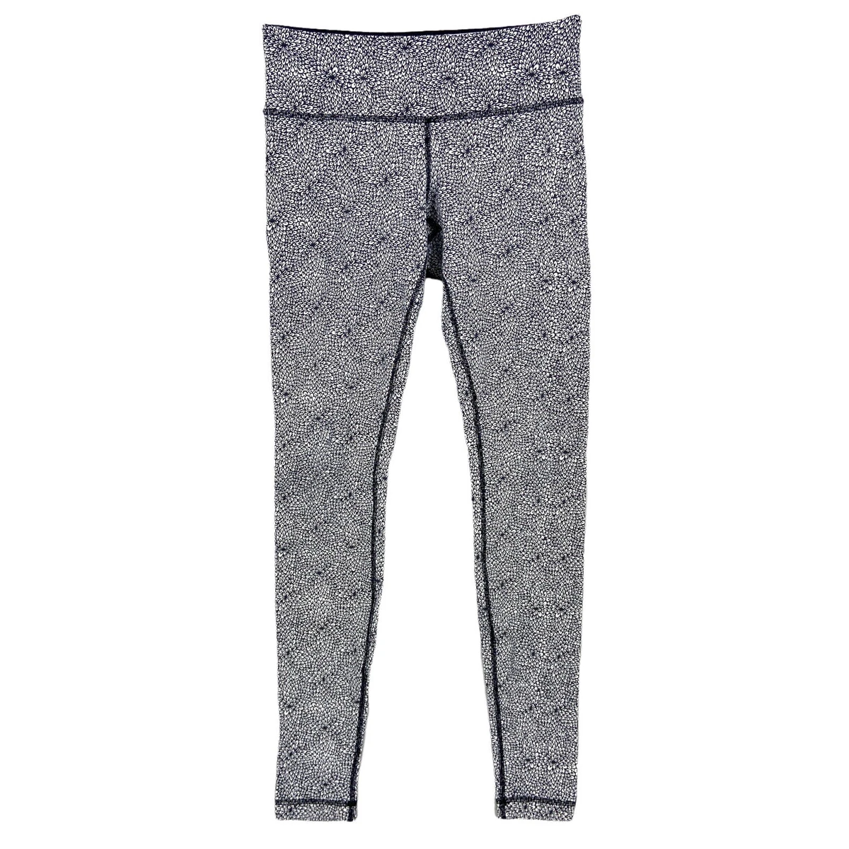 LULULEMON Wunder Under Legging Womens 4 Floral Black White M283