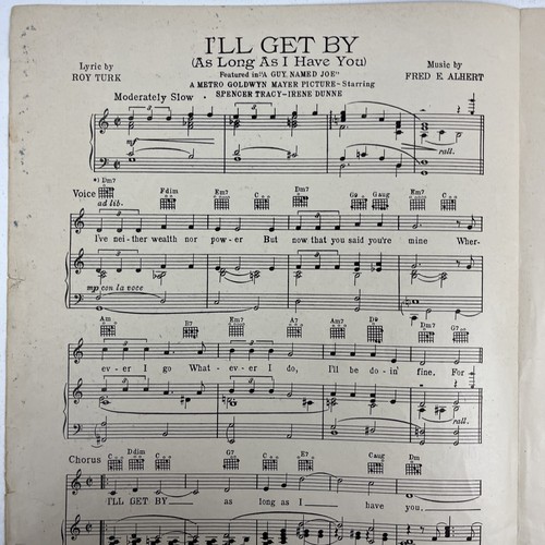 Vintage 1943 I'll Get By Irene Dunne Spencer Tracy Sheet Music - Picture 3 of 4