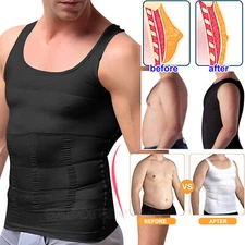 Mens Chest Gynecomastia Compression Shirt Slimming Body Shaper Abdomen Top Vest