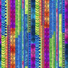 Celestial Magic Laurel Burch Geo STRIPE MULTI COLOR Y3163-55 Fabric By FQ 1/4 YD