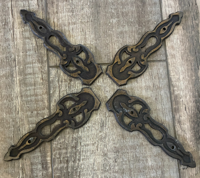 Set of 4 Vintage Brass Plated Keyhole Covers – Ornate Victorian Style (Set D)