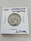 1941 P  Washington Quarter 25C Silver Circulated Uncertified US Coin