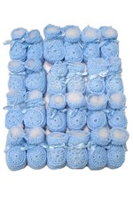 Crochet Booties Ribbon Baby Newborn Blue 0-3 Month 12pcs