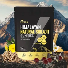 Himalayan Shilajit Gummies with Ashwagandha & Gokshura | 85+ Trace Minerals &...