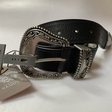 Vince Camuto belt large western ornate silver tone buckle vegan black leather Vince Camuto belt large western ornate silver tone buckle  main image 4