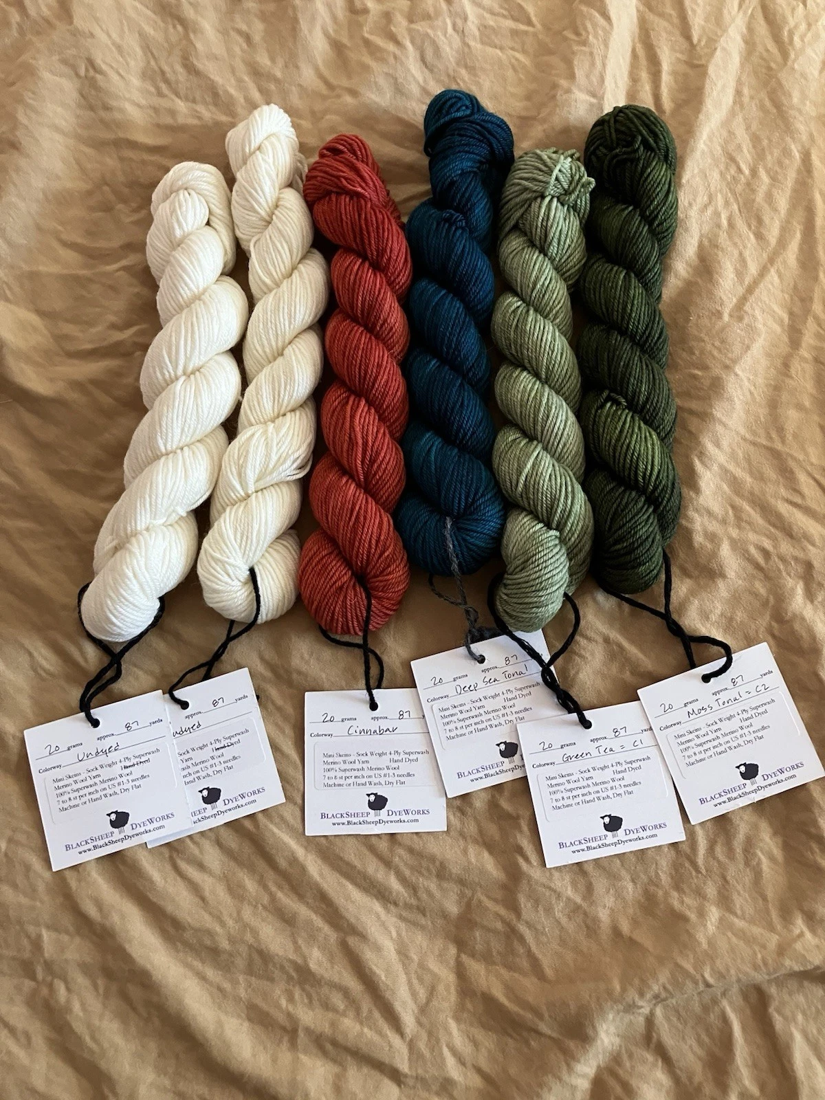 DESTASH: LOT 14 mini skeins BlackSheep DyeWorks Sock 4ply Superwash Merino Wool image 2