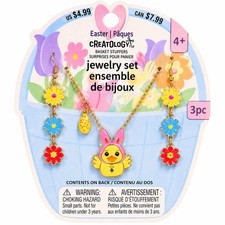 Duck Bunny Necklace Set Cute Pastel Jewelry Matching Earrings NEW