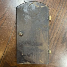 Antique Wooden Mantle Clock Back Door With Hinges 8 3/4” x 4 1/2”