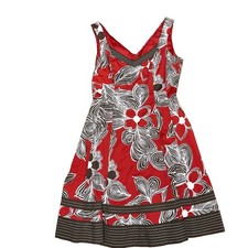 Nine West VTG Dress 6 Red Brown White Fit Flare Whimsigoth Fairycore Coquette