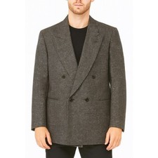 VTG Pierre Cardin Men's 100 Wool Tweed Double Breasted Blazer Gray/black 42R