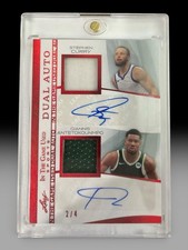 2025 Leaf In The Game Used Stephen Curry, Giannis Dual Auto/Dual GU Jersey #2/4!