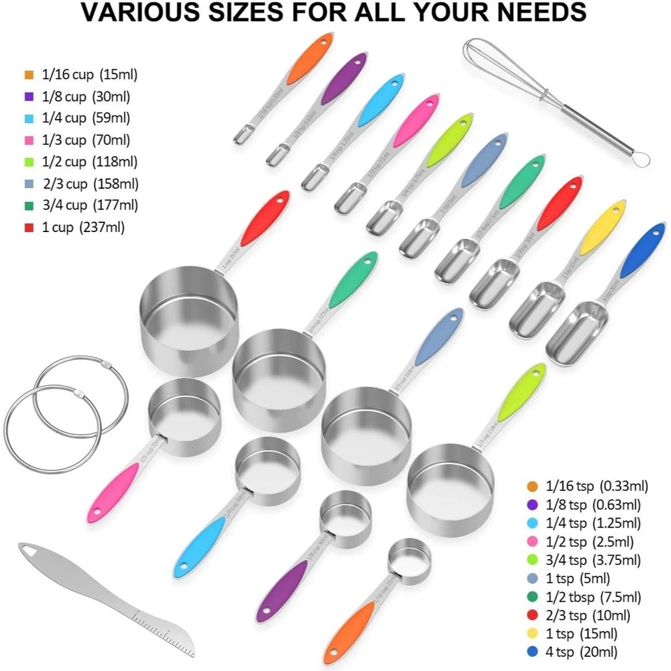 Wildone Stainless Steel Measuring Cups and Spoons 20 Piece Set - Image 2 of 4
