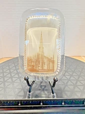 Vintage 4 inch Rectangular Paperweight, Congregational Church, Rutland VT