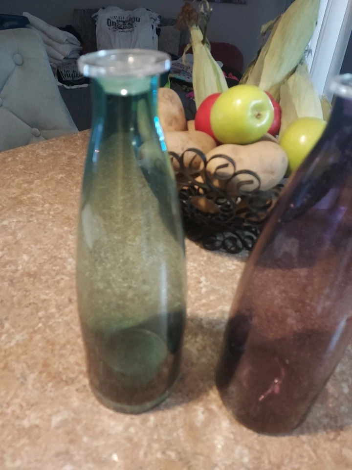 Jarrones de vidrio IKEA MILDRA CHRISTIAN STROMQVIST HECHOS A MANO PÚRPURA Y AZUL RETIRADOS Foto 3 de 4