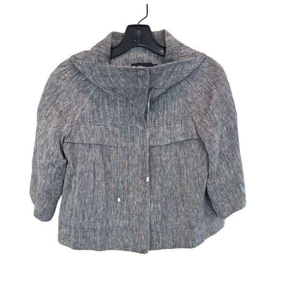 Jon Women's Gray Casual Solid Basic Jacket Size 4 - image 4