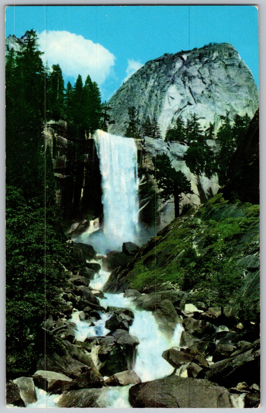 Vtg Postcard Vernal Fall Waterfall Yosemite National Park, CA 1950s