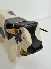 Trauffer Switzerland Handcrafted Wooden Black & White Cow New with Tags