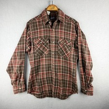 Levi  s Plaid Flannel Shirt Mens Medium Brown Red Button Up USA Made Vintage