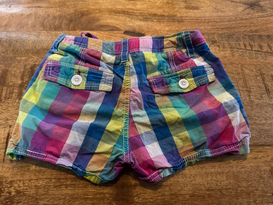 Aeropostale 女孩 8 码短裤儿童彩虹格子带可调腰围 ~ 夏季 — 第 4/4 张图片