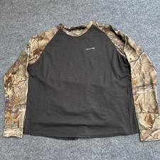 Realtree Shirt Mens Size XL Black Camo Raglan Waffle Knit Thermal Long Sleeve