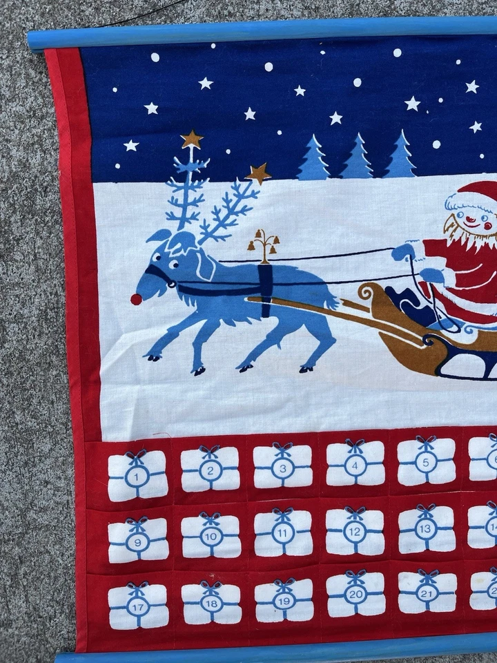 VTG Danish Jangaard Christmas Advent Calendar Scandinavian Reindeer Sleigh - Image 3 of 4