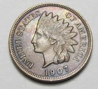 1907 INDIAN HEAD CENT,STRONG LIBERTY,4 DIAMONDS, GEM BU, BEAUTIFUL TONING!!!(A5)
