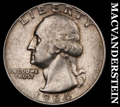 1964-D Washington Quarter- Silver- Scarce Better Date No Reserve #J1683