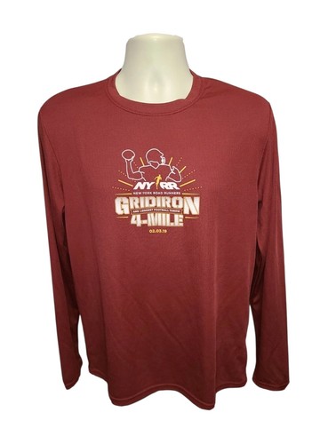 2019 NYRR Gridiron 4 Mile & Football Throw Adult M Burgundy Long Sleeve Jersey