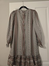 Womens Patterned Loft Long Sleeve Tie Dress Size XS