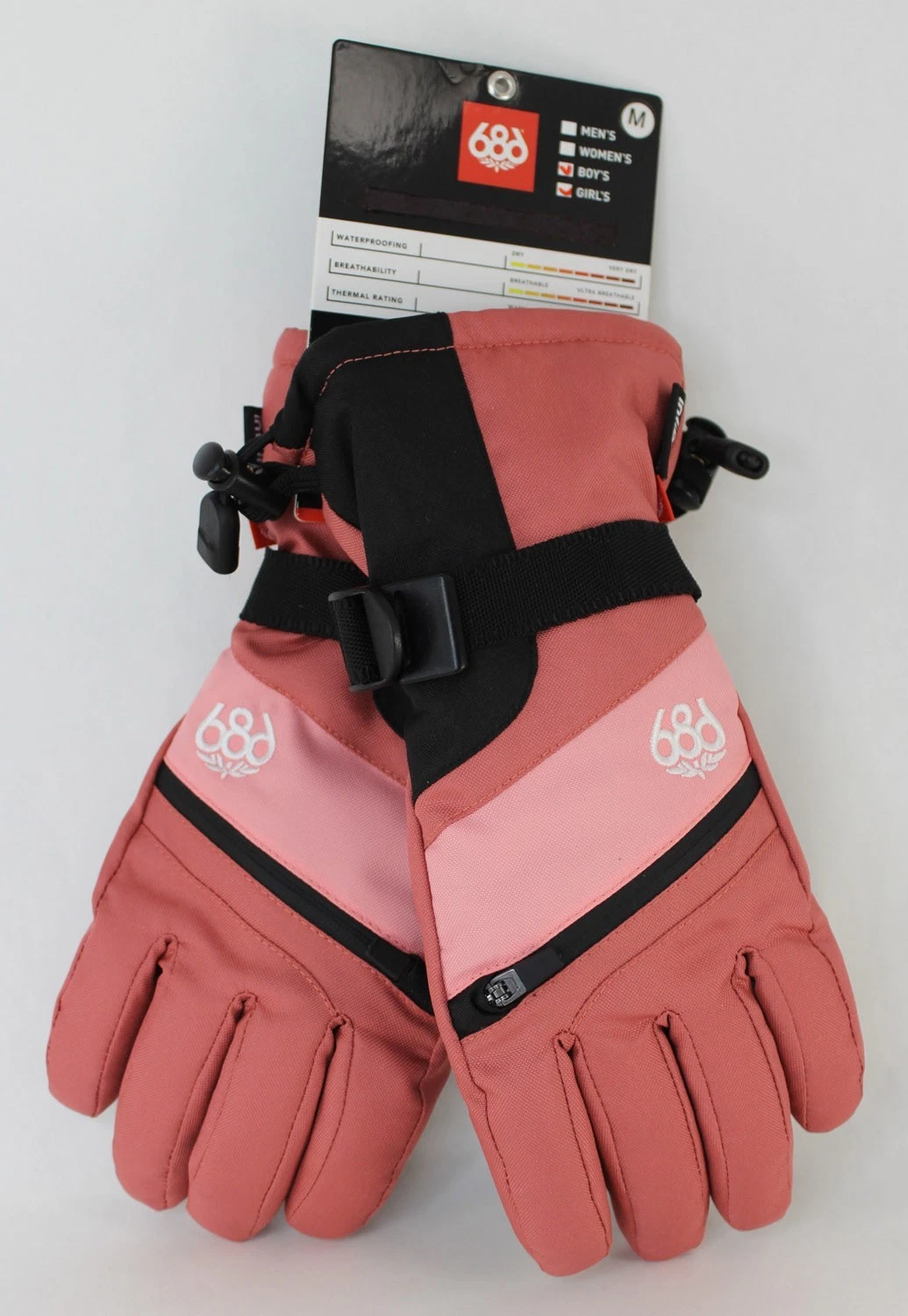 686 Unisex Youth Heat Snow Gloves, Medium Rosewood Pink New