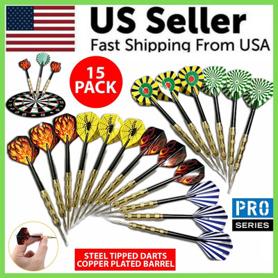 5 Sets (15Pcs) Steel Tip Professional Darts Set Darts Slim Barrel Dart Flights