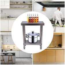 201 Stainless Steel Prep&Work Table 300kg Capacity Worktable Two-Tier Workbench