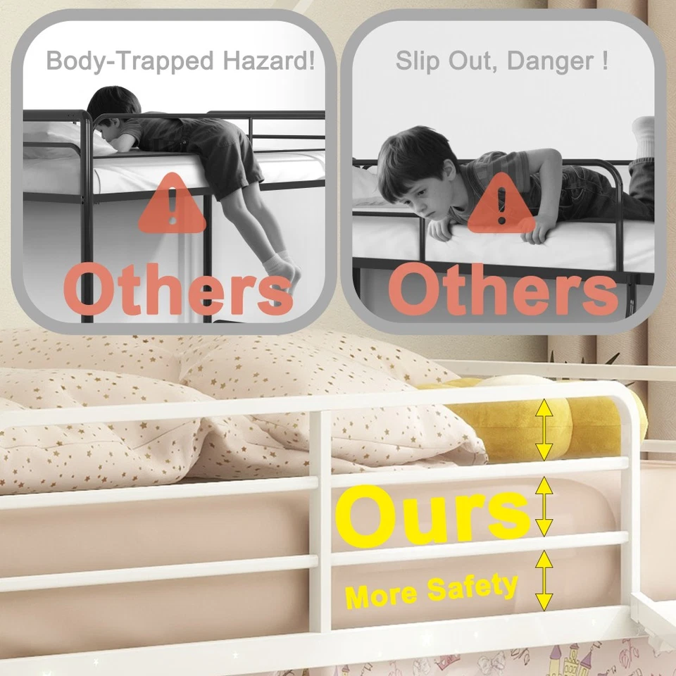 Cama tipo loft doble de metal para casa junior con juego de cortinas y correderas Foto 3 de 4