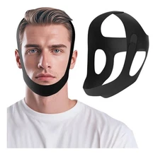 OHELEEP Anti Snore Chin Strap for CPAP Users Snore Stopper, M, Black