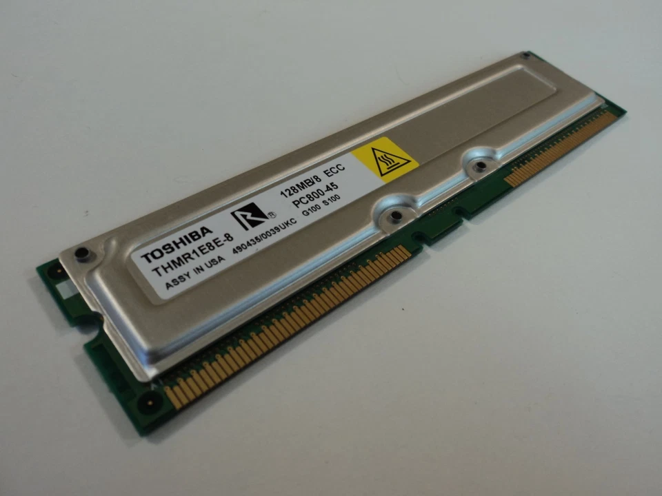 Toshiba RAM Memory Module 128MB PC800-45 RDRAM RIMM 184-Pin RAMBUS THMR1E8E-8 - Image 2 of 4
