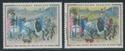 FRANKREICH 1965, Gemälde "Falkenjagd" postfr. Kab.-Stück, ABART: fehlende Farben - Bild 1 von 3