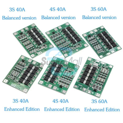3S 4S 30A 40A 60A 18650 Li-ion Battery Protection Board BMS Enhanced/Balanced