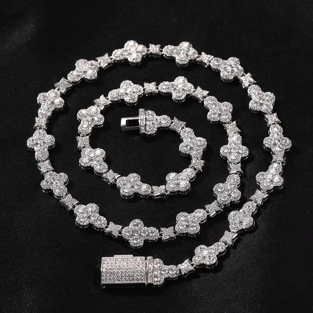 Iced Out Tennis Chain & Bracelet Set with CZ Star Pendants