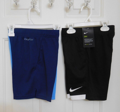 NWT 2 Pairs Boys Nike Shorts Blue Navy Yellow & Black sz 6 - Picture 2 of 2