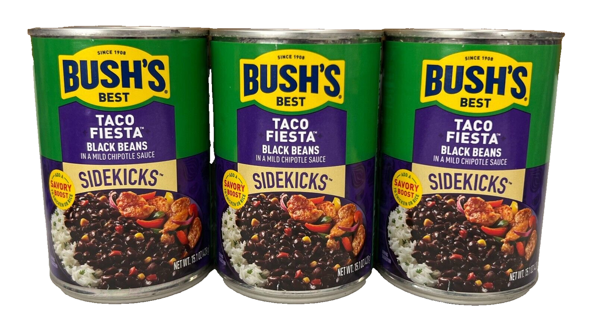 Bush's Best Sidekicks Taco Fiesta Black Beans 15.1 oz (3 cans) | eBay