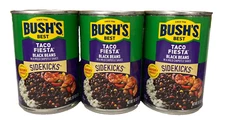 Bush's Best Sidekicks Taco Fiesta Black Beans 15.1 oz (3 cans)