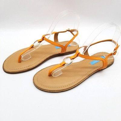 Draper James Women Jenna Thong Flat Sandals Size 9 Orange Leather Strappy