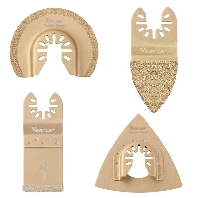 VEARTER 4PCS Carbide Grit Oscillating Saw Blade Set Grout Removal Multi Oscillating Tool