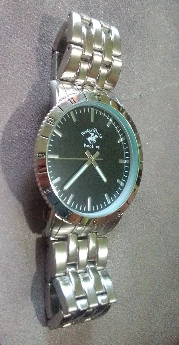 Beverly Hills Polo Club Watch Black Silver Toned Link Band