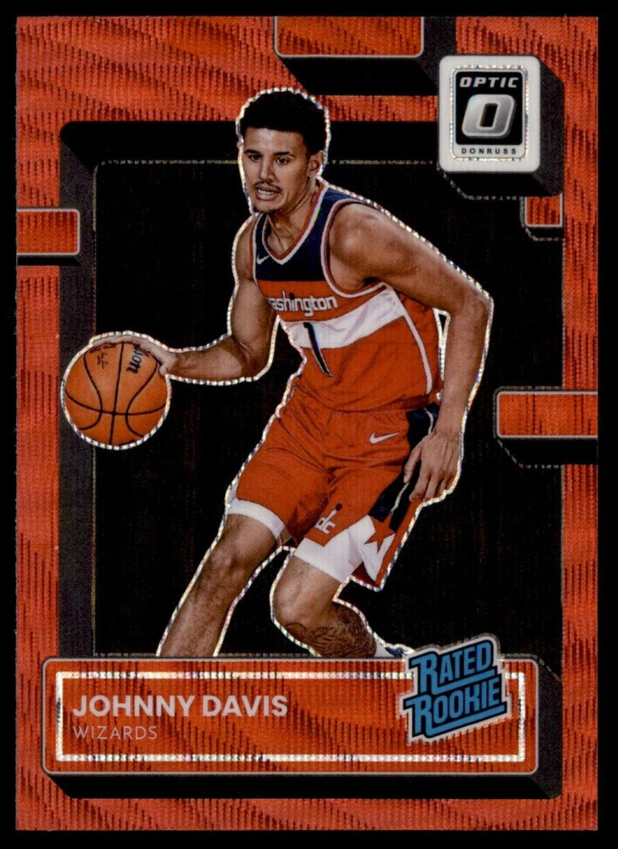 2022-23 Johnny Davis RC #206 Donruss Optic Rated Rookie Red Wave Prizm Wizards