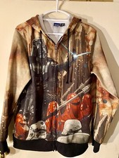 Lucas Film Star Wars Jacket Hoodie Zip Darth Vader Sz Medium M All Over Graphic
