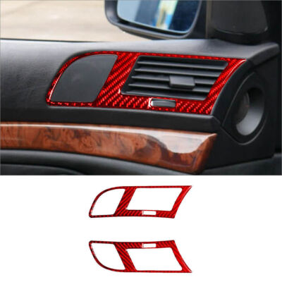 Red Carbon Fiber Interior Door Air Vent Outlet Cover Trim For BMW 5 Series E39