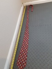 Erremo Milano Adult Tie Red Geometric Abstract 100 Italian Silk Men's S103