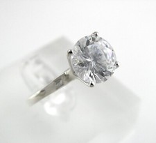 Unmarked Sterling Silver White CZ Solitaire Ring Size 10.25 Weighs 3 Grams